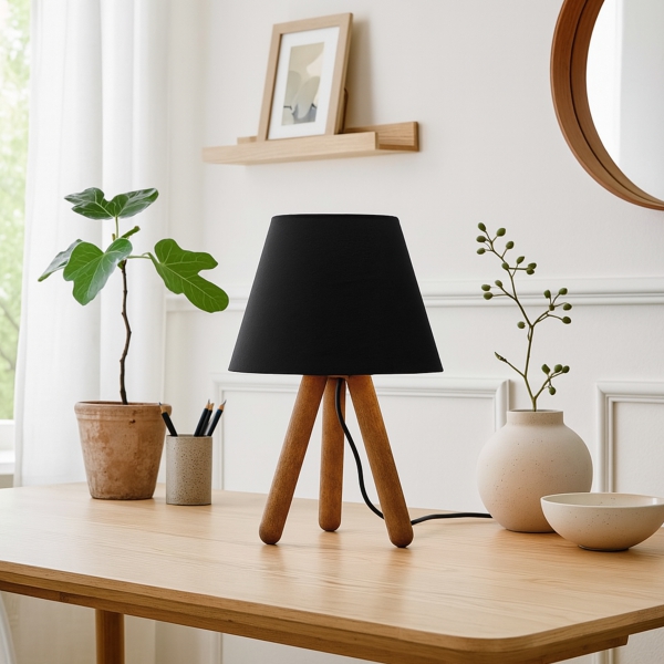 Homing Tasarım Luce Üç Ayaklı Ahşap Abajur AYD-1156