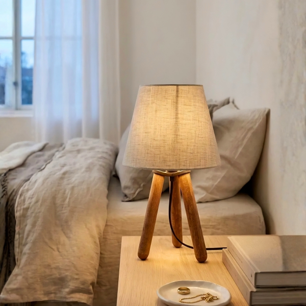 Homing Tasarım Ahşap Üç Ayaklı Abajur AYD-1260