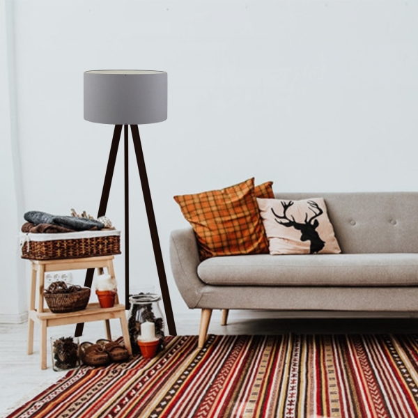 Homing Gray Headed Dark Wooden Leg Floor Lamp AYD-2808