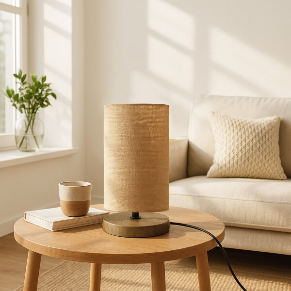 Homing Straw Fabric Design Wooden Leg Lampshade AYD-2846