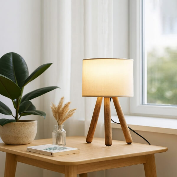 Homing Tasarım Ahşap Silindir Başlıklı Abajur AYD-2942