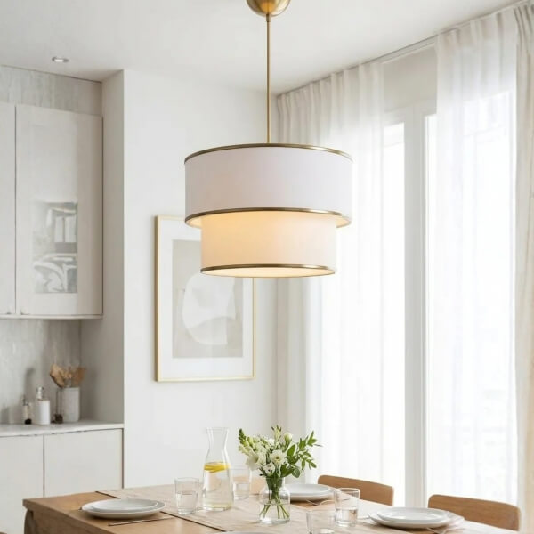 Homing Venüs Beyaz Pasta Gold Detaylı Kumaş Sarkıt  AYD-2959