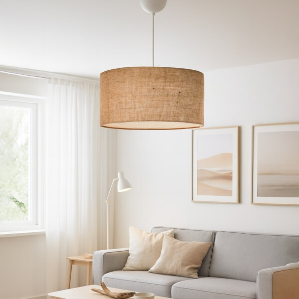 Homing Drum Jute Fabric Decorative Ceiling Pendant AYD-2997