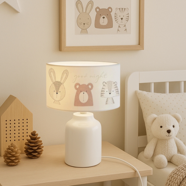 Homing Kumaş Baskılı Tavşan ve Arkadaşları Çocuk Odası Abajur AYD-3054