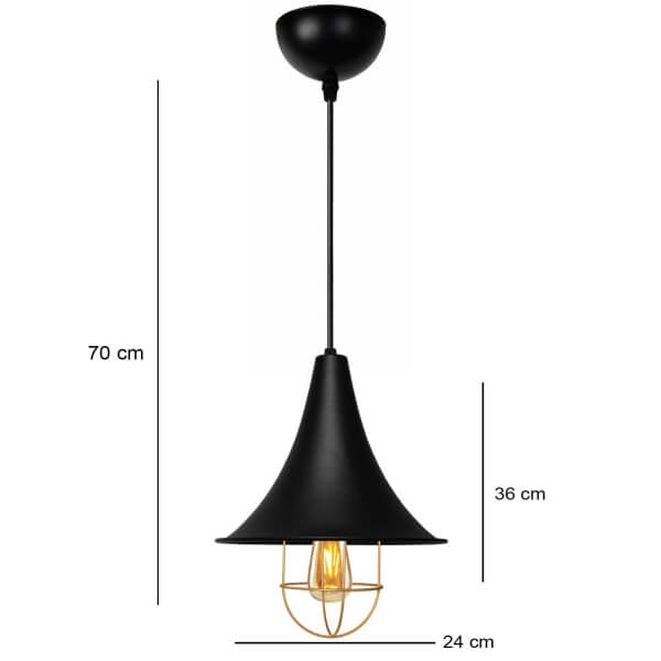 Homing Retro Rustic Black Metal Single Pendant Lamp No:1 AYD-3100
