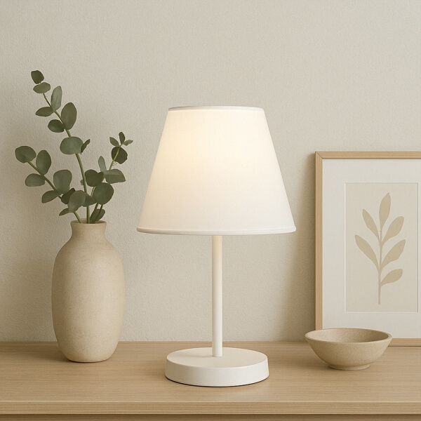 Homing Krem Kumaş Beyaz Gövdeli Abajur AYD-3121