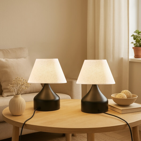 Homing Milano 2'li Set Metal Gövdeli Krem Kırçıllı Abajur AYD-3126