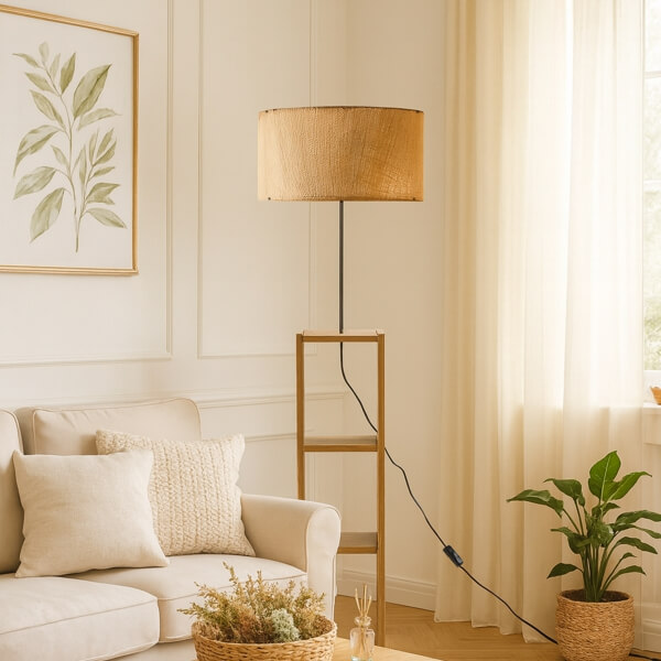 Homing Decorative Shelf Jute Fabric Floor Lamp AYD-3142