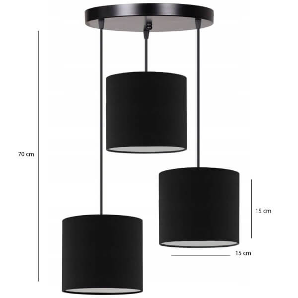 Homing Sveto Siyah Kumaş 3' lü Tavan Sarkıt Avize AYD-3147