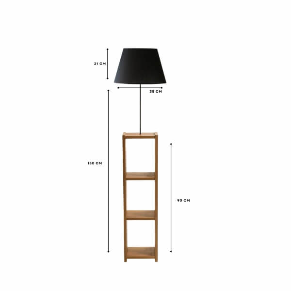 Homing Decorative Shelf Black Conical Fabric Floor Lamp AYD-3153