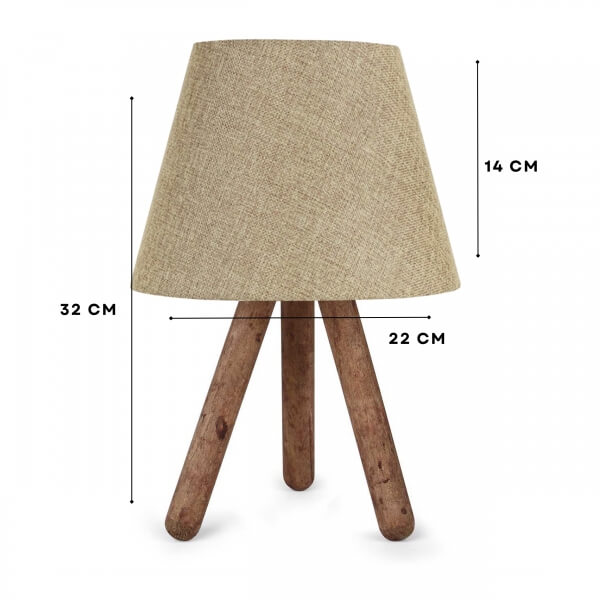 Homing Tasarım Ahşap Kumbeji Kumaş Başlıklı Abajur  AYD-3171