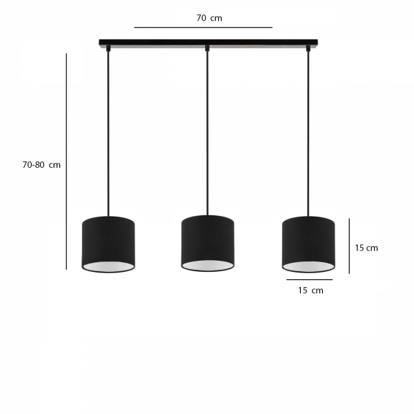 Homing Loft 3'lü Sarkıt Siyah Kumaş AYD-3328