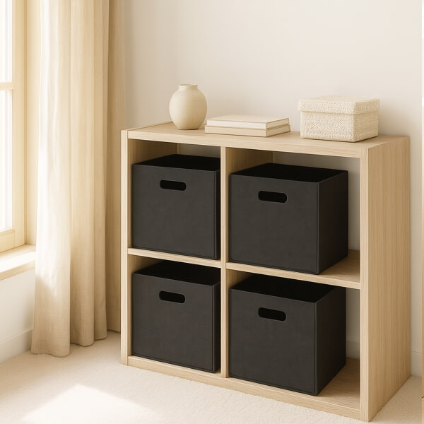 Homing Siyah 4'lü Çok Amaçlı Keçe Organizer Dolap İçi Düzenleyici Sepet Seti // 30x30 cm HMY-6355