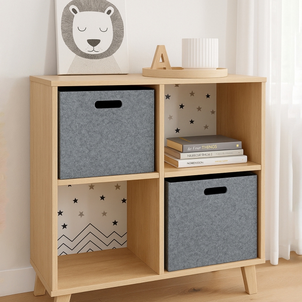 Homing Gri Çok Amaçlı Keçe Organizer Dolap İçi Düzenleyici 2'li Sepet Seti // 24x24 cm HMY-6361