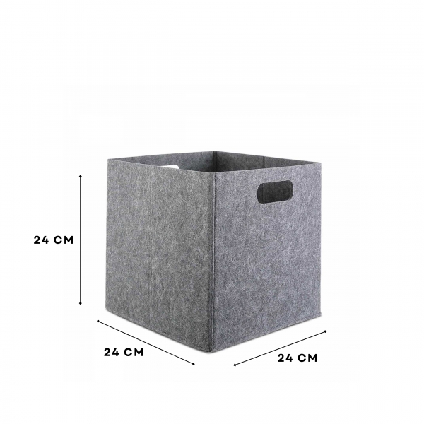 Homing Gri Çok Amaçlı Keçe Organizer Dolap İçi Düzenleyici 4'lü Sepet Seti // 24x24 cm HMY-6362