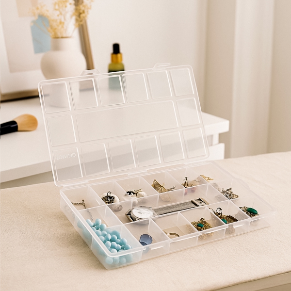 Homing 15 Bölmeli Büyük Boy Şeffaf Takı Kutusu ORG-2017