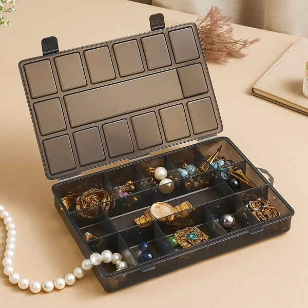 Homing 15 Bölmeli Büyük Boy Siyah Takı Kutusu ORG-2018