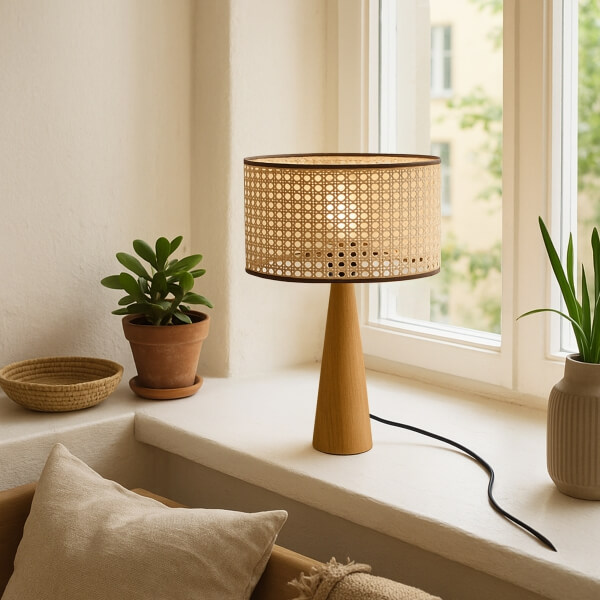 Homing Lucca Wood Hazeran Rattan Lampshade AYD-3571