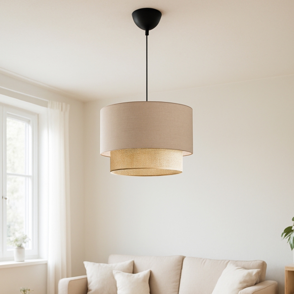 Homing Jute Inner Fabric Collar Headed Pendant Chandelier AYD-3628