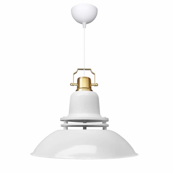 Homing Üst Gold Detaylı Beyaz Endüstriyel Büyük Boy Metal Sarkıt AYD-3643