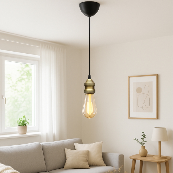 Homing Tekli Örgü Kablo Metal Duy Retro Eskitme Sarkıt AYD-3707