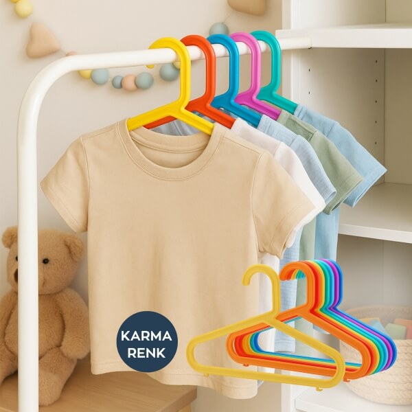 Homing Çok Renkli Çocuk Elbise Askılığı Seti 5 Renk 241412