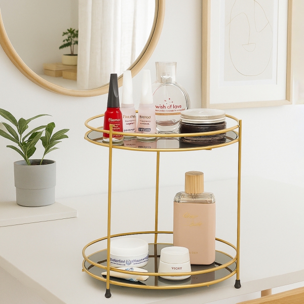 Homing 2 Katlı Makyaj ve Kozmetik Organizeri Metal