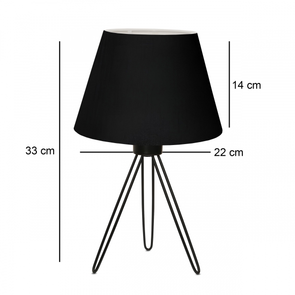 Homing Metal Tripod Abajur - Siyah / Eskitme - 26 cm