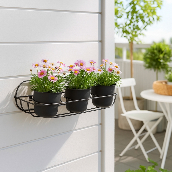 Homing 3 Gözlü Duvar Tipi Metal Saksılık Çiçeklik Standı 241891