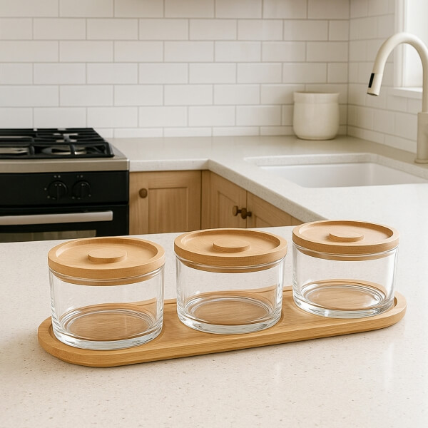 Homing 7 Piece Wooden Glass Breakfast Set