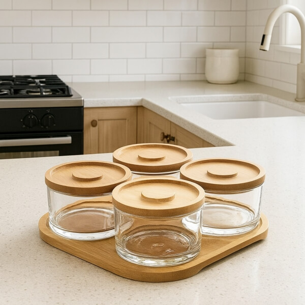 Homing 9 Piece Wooden Glass Breakfast Set 241786