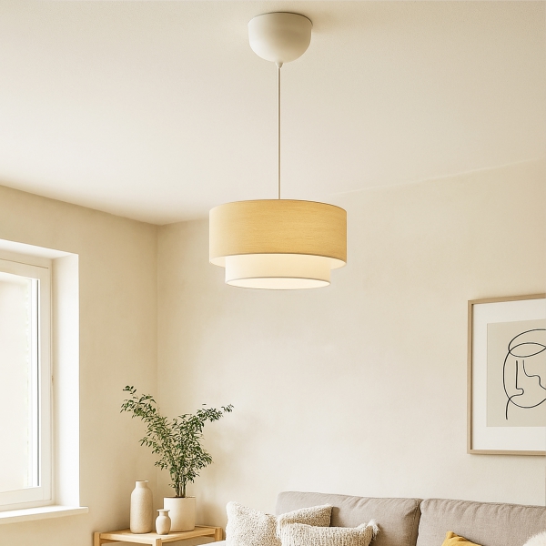 Homing Pasta Single Pendant Lamp Bright Beige Fabric 241871