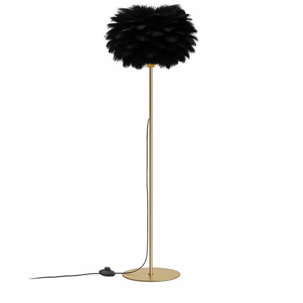 Homing Black Feather Headboard Gold Floor Lamp 242037