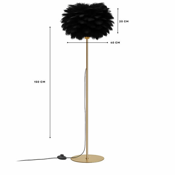 Homing Black Feather Headboard Gold Floor Lamp 242037