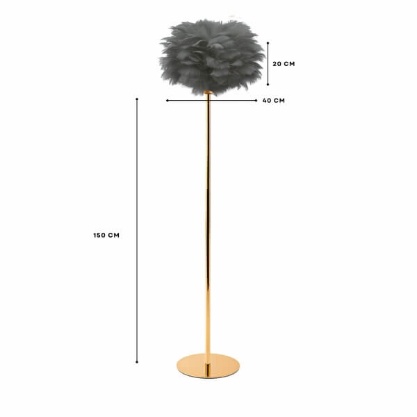 Homing Grey Feather Headboard Gold Floor Lamp 242093