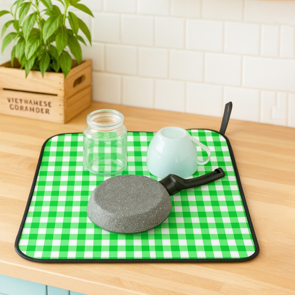 Homing Bulaşık Kurutma Örtüsü Yeşil Kareli Çift Taraflı 242218