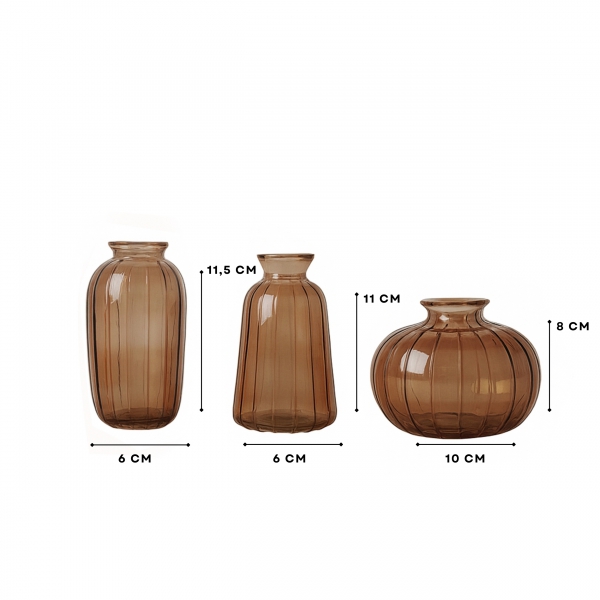 Homing Glass Brown Vase Set 242229
