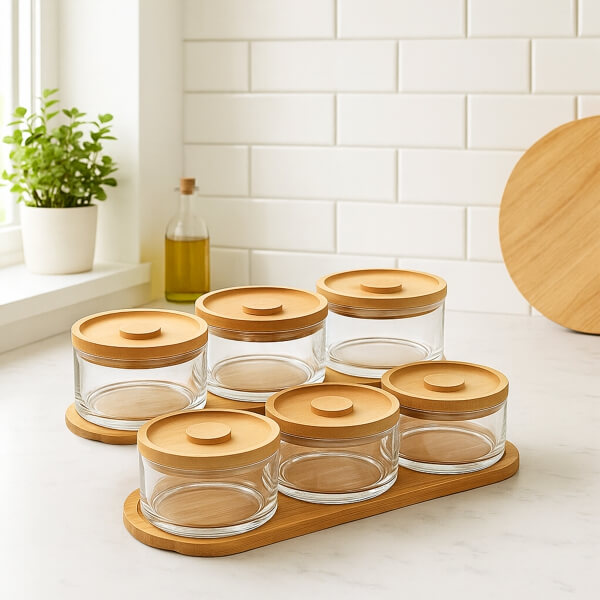 Homing 14 Parça Ahşap Cam Kahvaltılık 242241