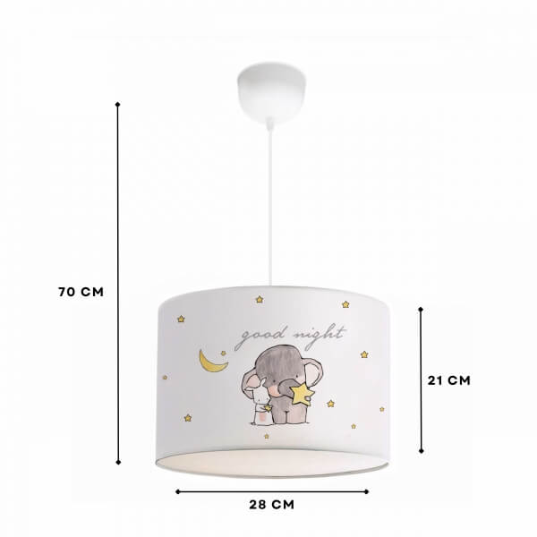 Homing Elephant Patterned 28-inch Children's Room Pendant Lamp 242242