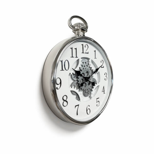 Homing Krom Renk Lumo 45 cm Büyük Boy Duvar Saati	