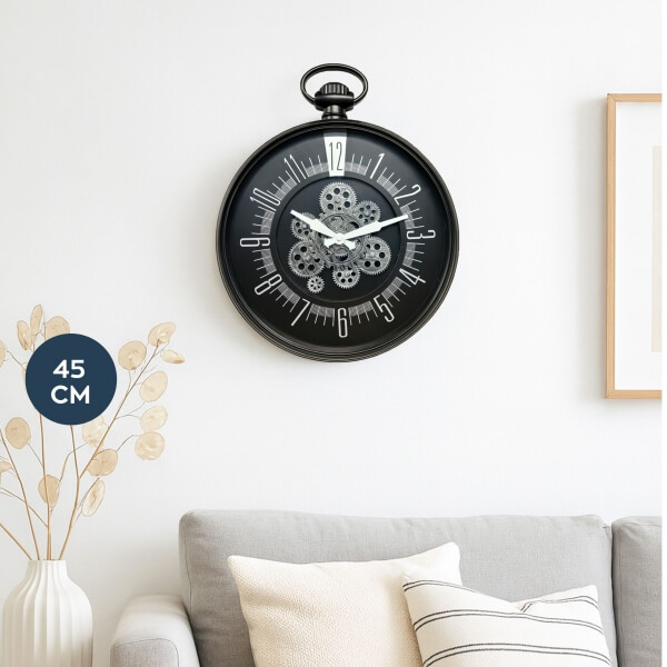 Homing Siyah Lumo 45 cm Büyük Boy Duvar Saati 
