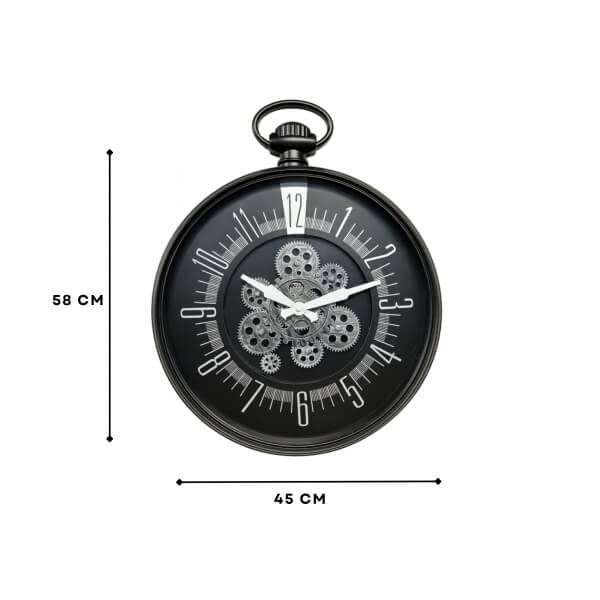 Homing Siyah Lumo 45 cm Büyük Boy Duvar Saati 