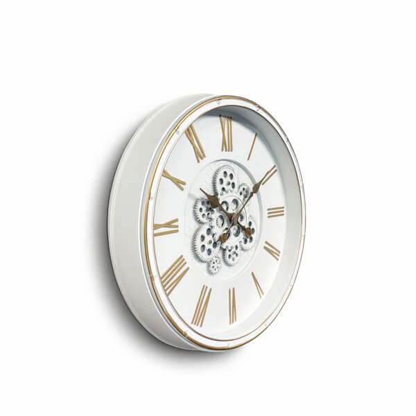 Homing Virela White Antique Detailed 48 cm Large Wall Clock
