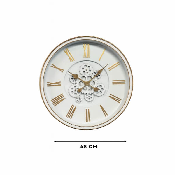 Homing Virela White Antique Detailed 48 cm Large Wall Clock