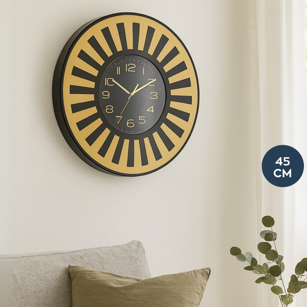Homing Siyah Gold Detaylı Duvar Saati 45 cm	