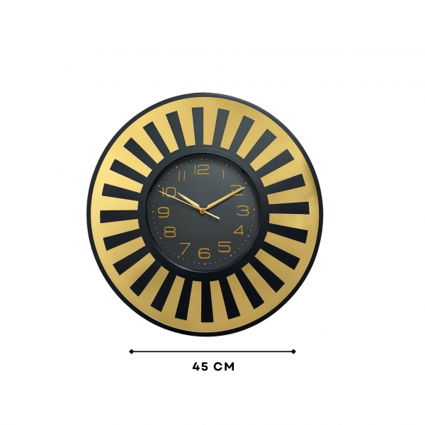 Homing Siyah Gold Detaylı Duvar Saati 45 cm	