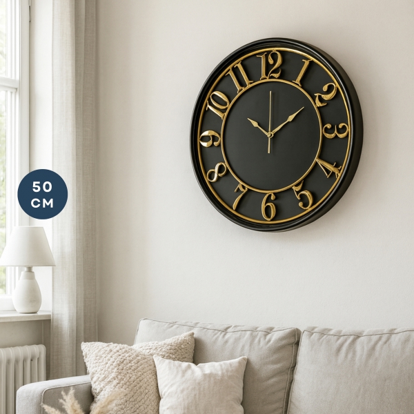 Homing Aurora 50 cm Siyah Gold Duvar Saati 242309