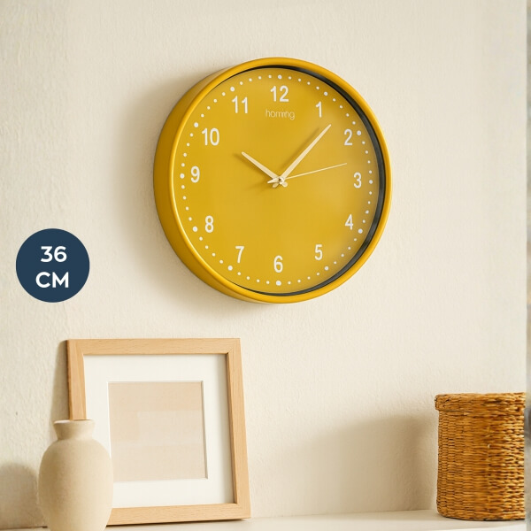 Homing Retro Mustard Yellow Wall Clock 36 cm 242314