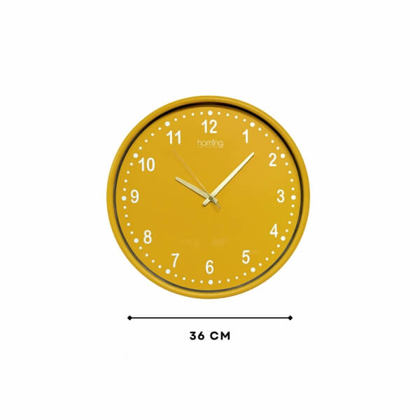 Homing Retro Mustard Yellow Wall Clock 36 cm 242314