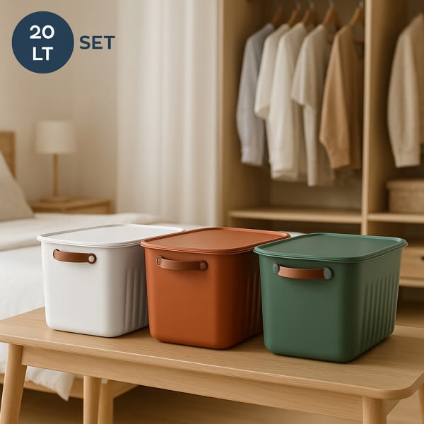 Homing Multi-Purpose Organizer Box with Lid, Set of 3, 20 LT